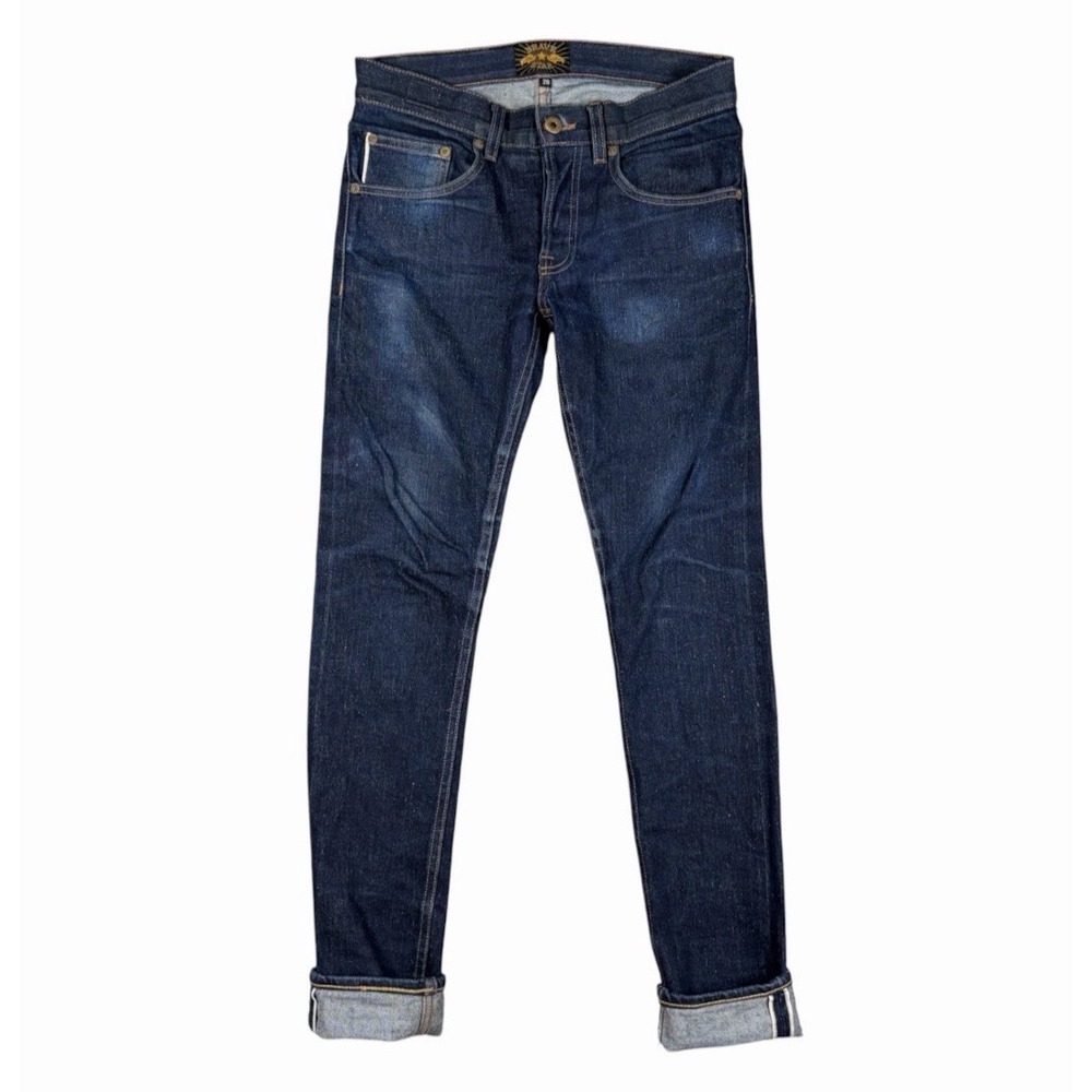 Brave Star Mens Jeans 28(30)x30 Whiskered Blue Selvedge Cone Denim Button Fly